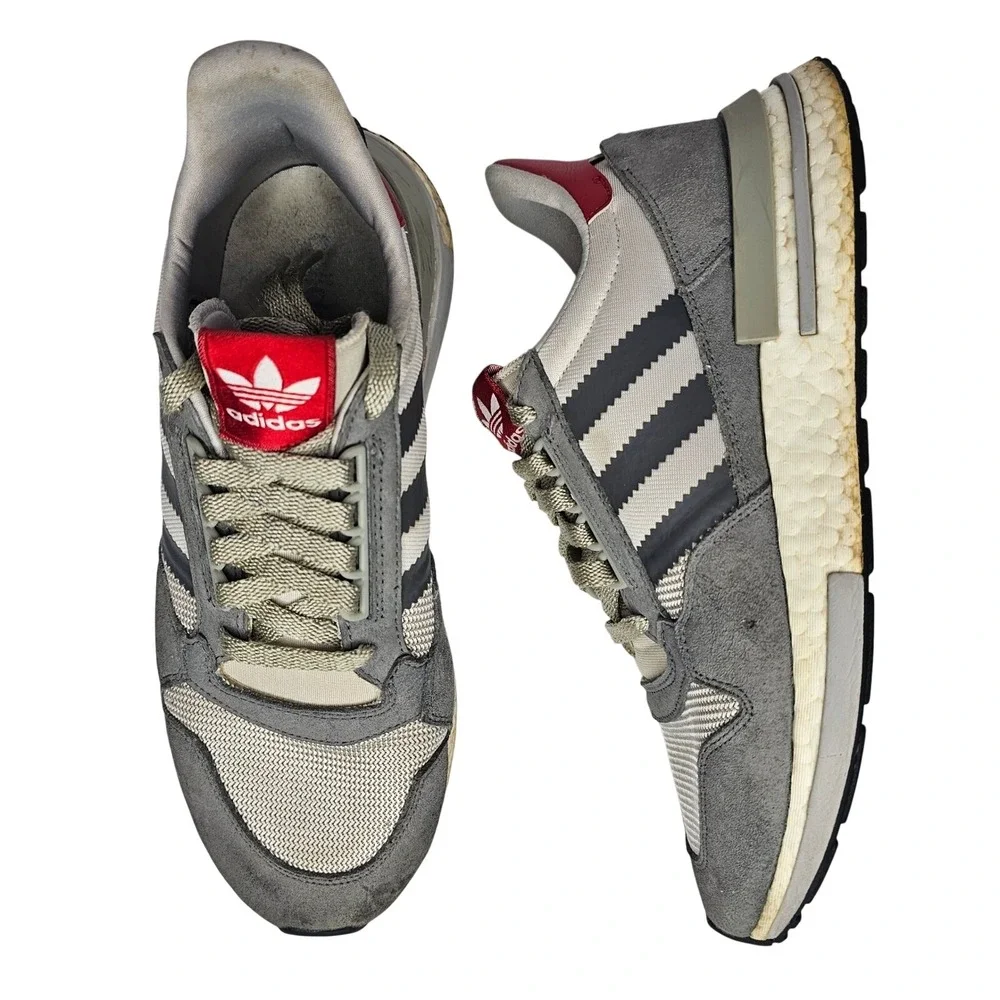 Adidas ZX‎ 500 RM Men Size 11 Gray Grey Red Running Shoes Sneakers B42217